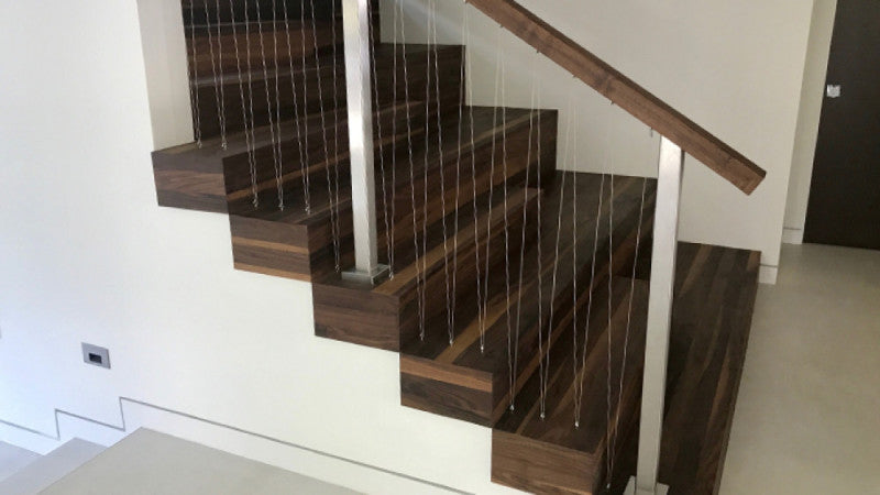 Walnut wooden staircase finished with Rubio Monocoat.