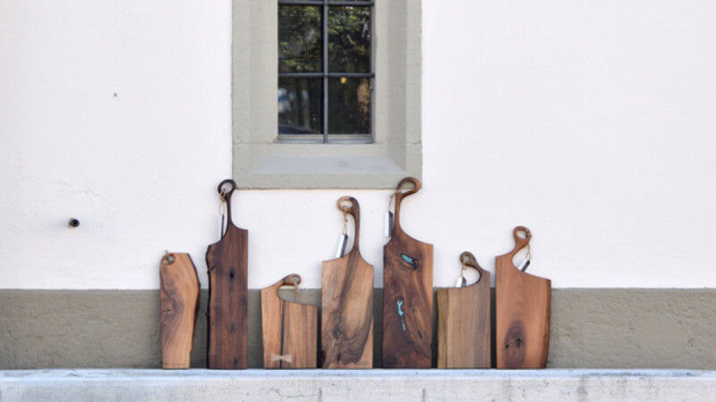 Walnut serving boards finished with Rubio Monocoat.