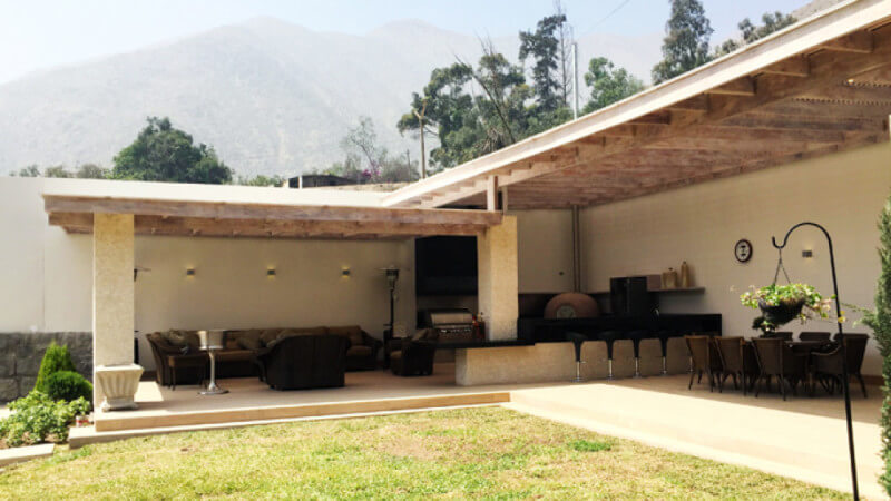 An awning roof that is finished with Hybrid Wood Protector exterior wood finish.