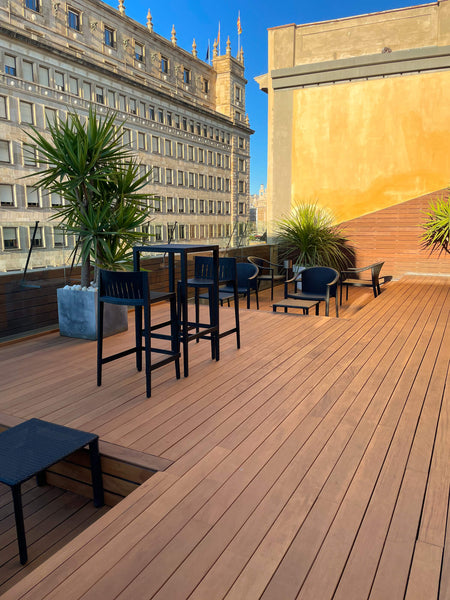 This rooftop terrace boasts and incredible view! It was finished with an extremely durable exterior wood finish called DuroGrit.